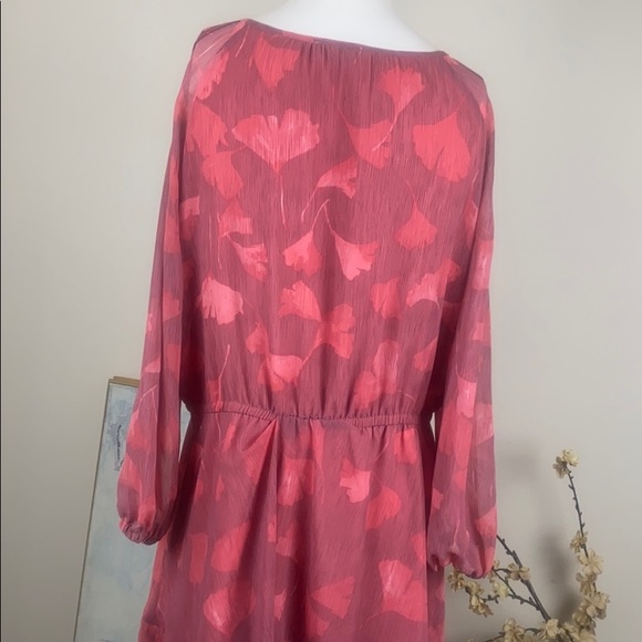 H Halston Pink Floral Lined Dress Plus - Picture 3 of 13